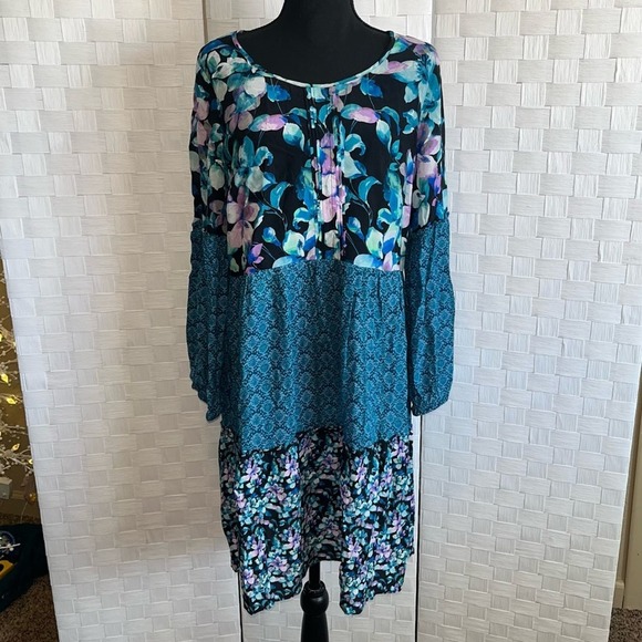 Soft Surroundings Night Bloom Floral Patchwork Dress Blue Women’s Size Small - Picture 1 of 11